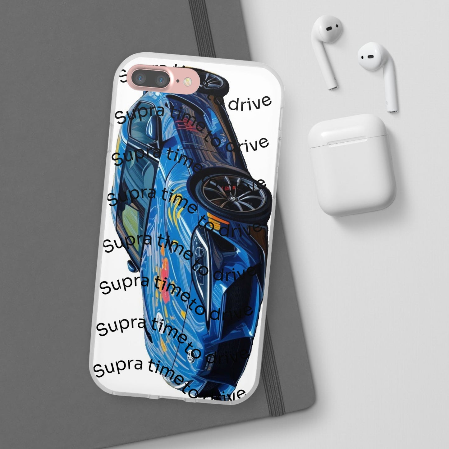 Cool Car Design Flexi Cases - Supra Time to Drive, Phone Cover, Automotive Gift, Trendy Accessory, Car Lover Merchandise