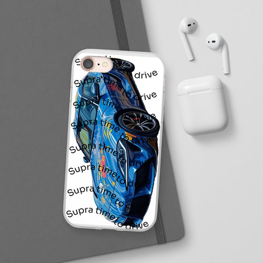 Cool Car Design Flexi Cases - Supra Time to Drive, Phone Cover, Automotive Gift, Trendy Accessory, Car Lover Merchandise