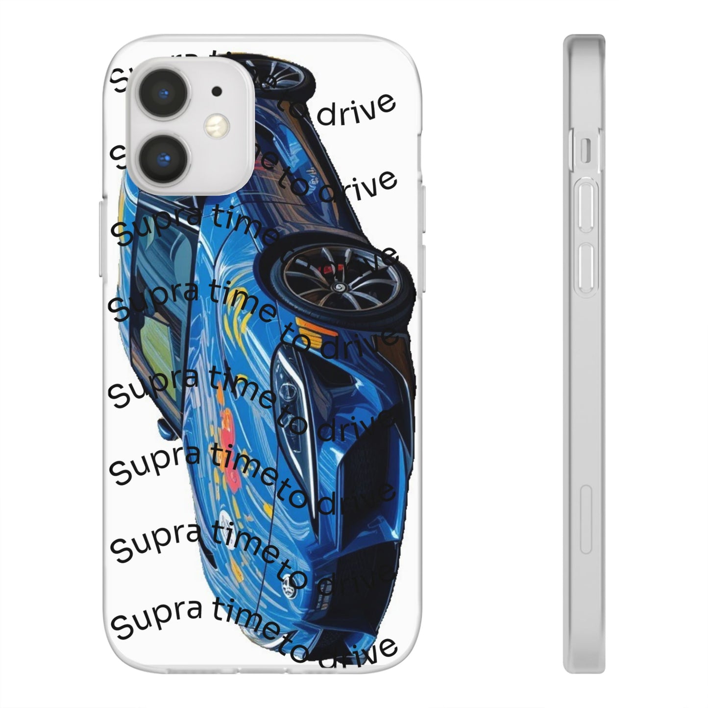 Cool Car Design Flexi Cases - Supra Time to Drive, Phone Cover, Automotive Gift, Trendy Accessory, Car Lover Merchandise