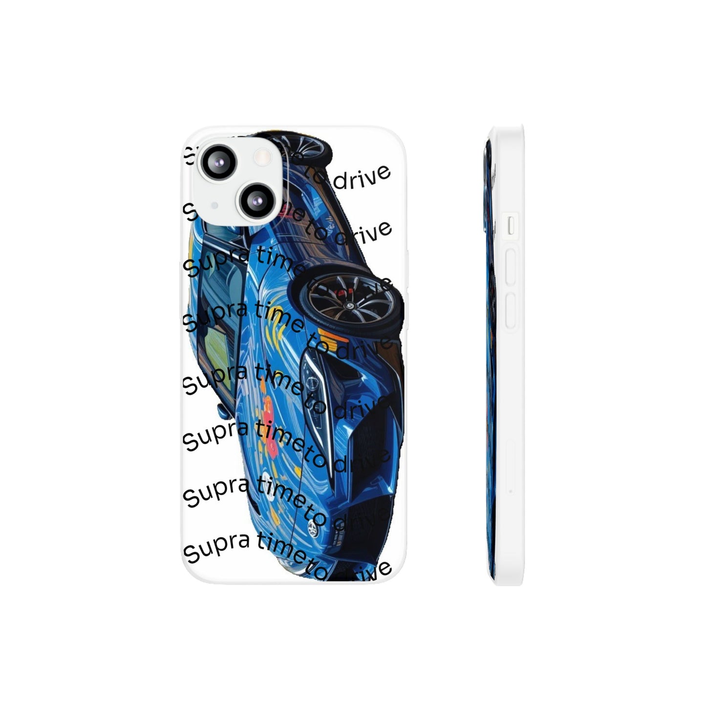 Cool Car Design Flexi Cases - Supra Time to Drive, Phone Cover, Automotive Gift, Trendy Accessory, Car Lover Merchandise
