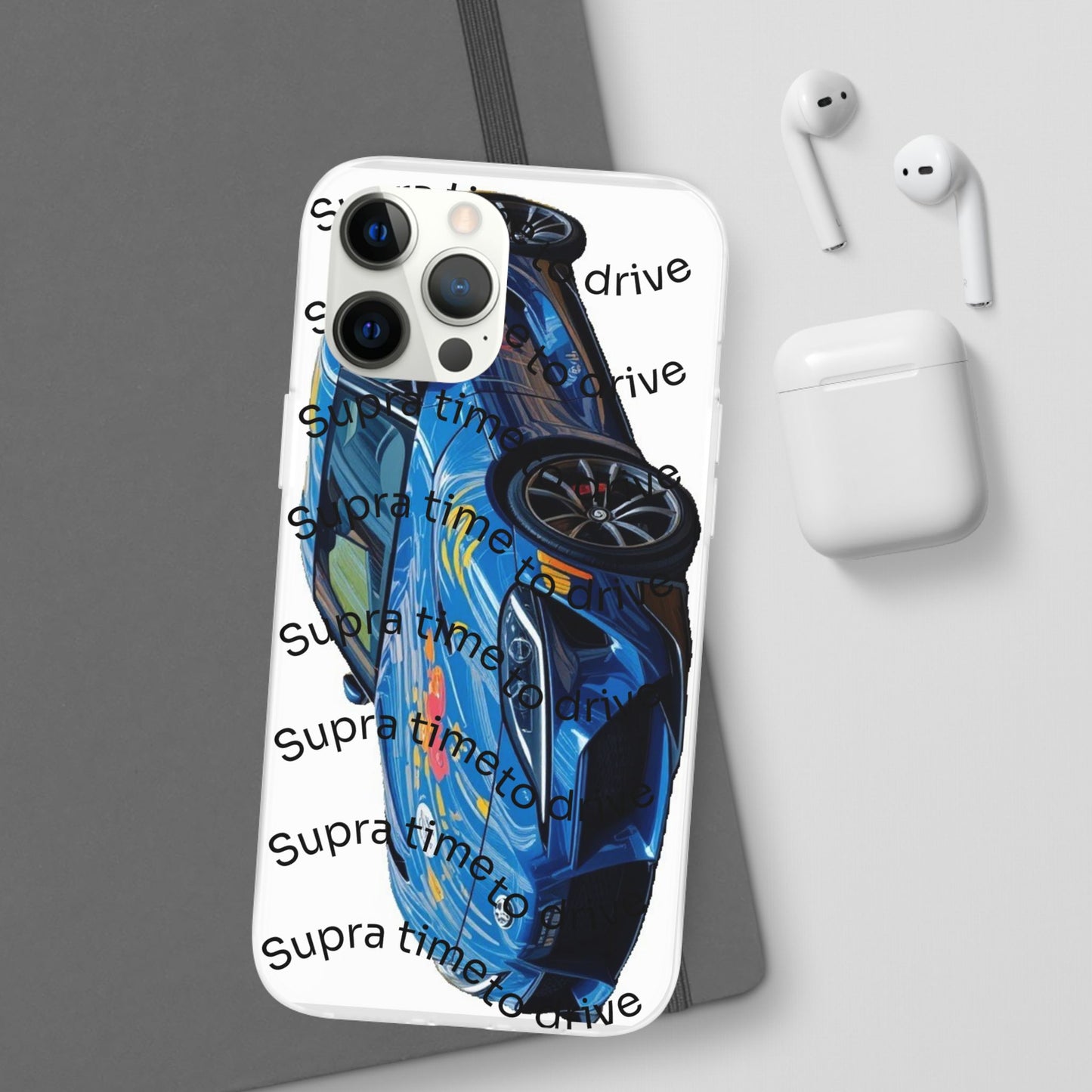 Cool Car Design Flexi Cases - Supra Time to Drive, Phone Cover, Automotive Gift, Trendy Accessory, Car Lover Merchandise