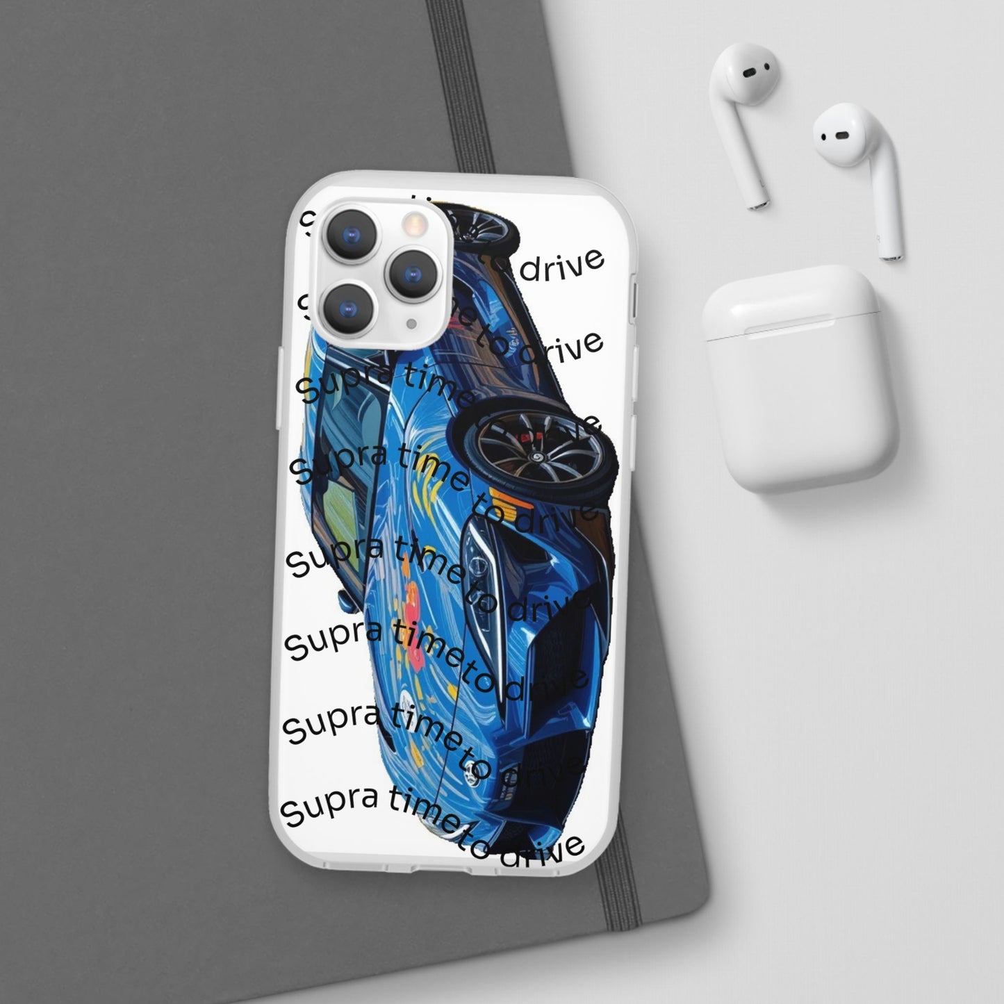 Cool Car Design Flexi Cases - Supra Time to Drive, Phone Cover, Automotive Gift, Trendy Accessory, Car Lover Merchandise