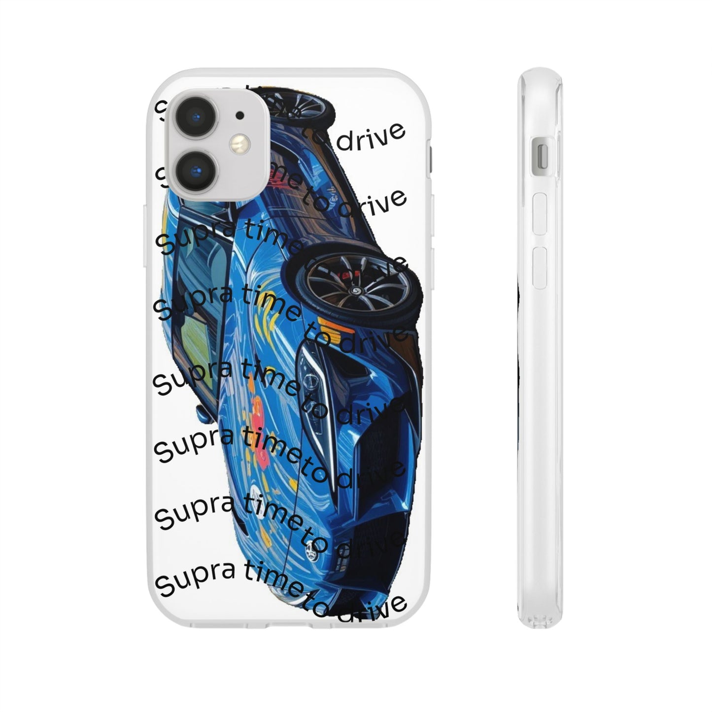 Cool Car Design Flexi Cases - Supra Time to Drive, Phone Cover, Automotive Gift, Trendy Accessory, Car Lover Merchandise