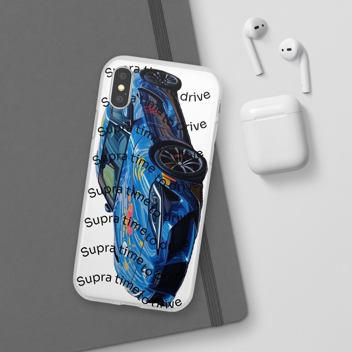 Cool Car Design Flexi Cases - Supra Time to Drive, Phone Cover, Automotive Gift, Trendy Accessory, Car Lover Merchandise