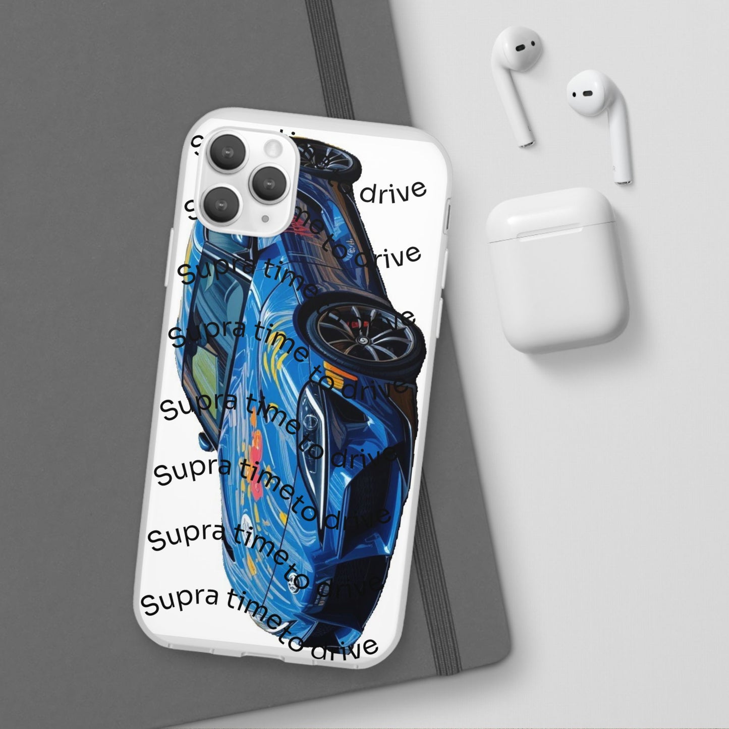 Cool Car Design Flexi Cases - Supra Time to Drive, Phone Cover, Automotive Gift, Trendy Accessory, Car Lover Merchandise