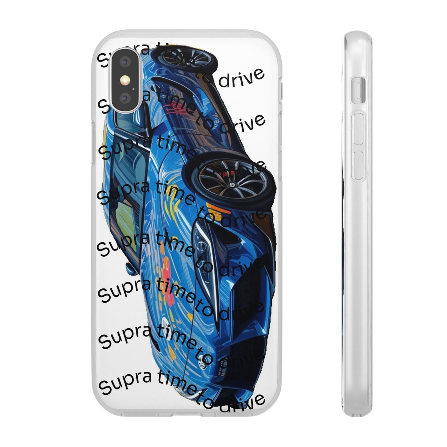 Cool Car Design Flexi Cases - Supra Time to Drive, Phone Cover, Automotive Gift, Trendy Accessory, Car Lover Merchandise