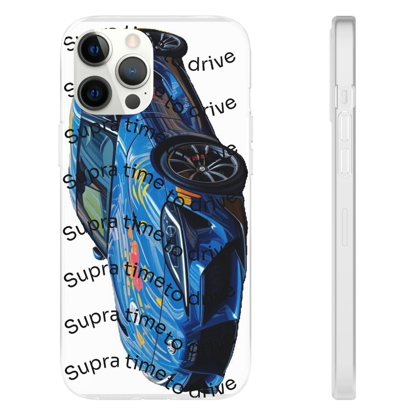 Cool Car Design Flexi Cases - Supra Time to Drive, Phone Cover, Automotive Gift, Trendy Accessory, Car Lover Merchandise