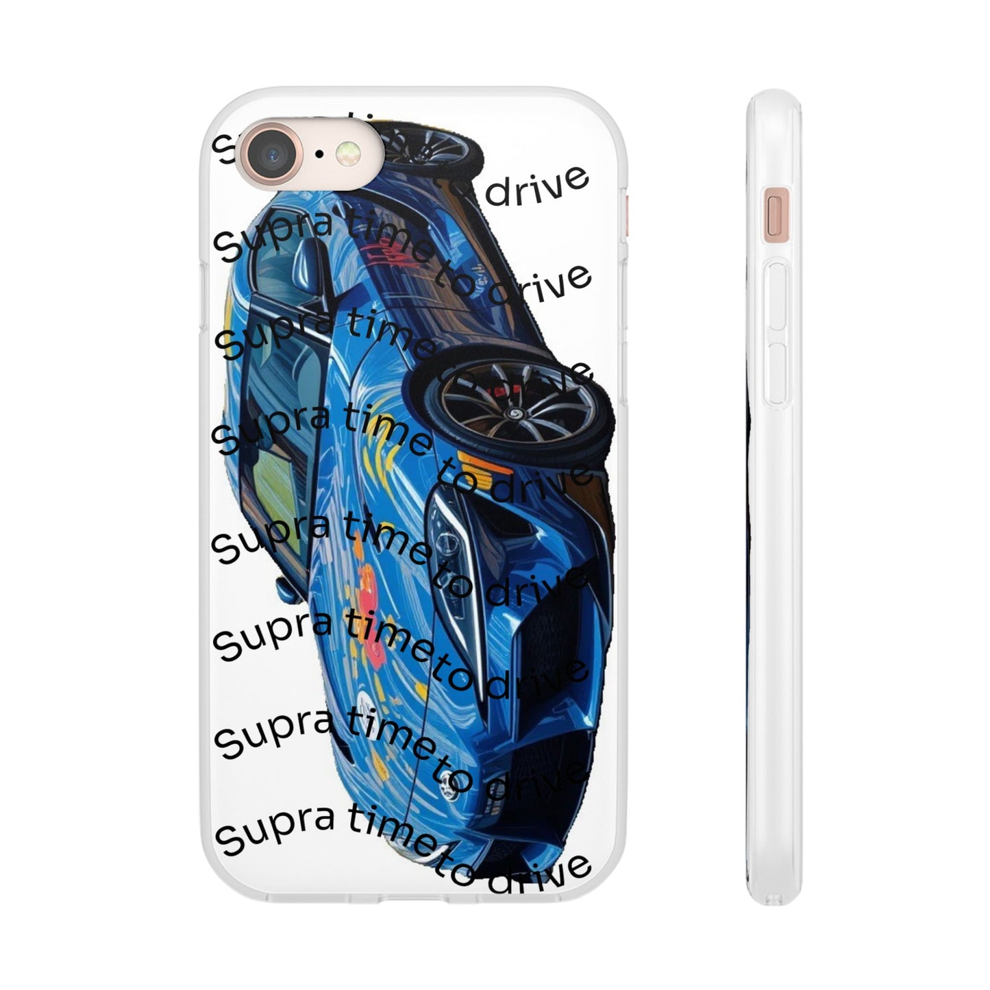 Cool Car Design Flexi Cases - Supra Time to Drive, Phone Cover, Automotive Gift, Trendy Accessory, Car Lover Merchandise
