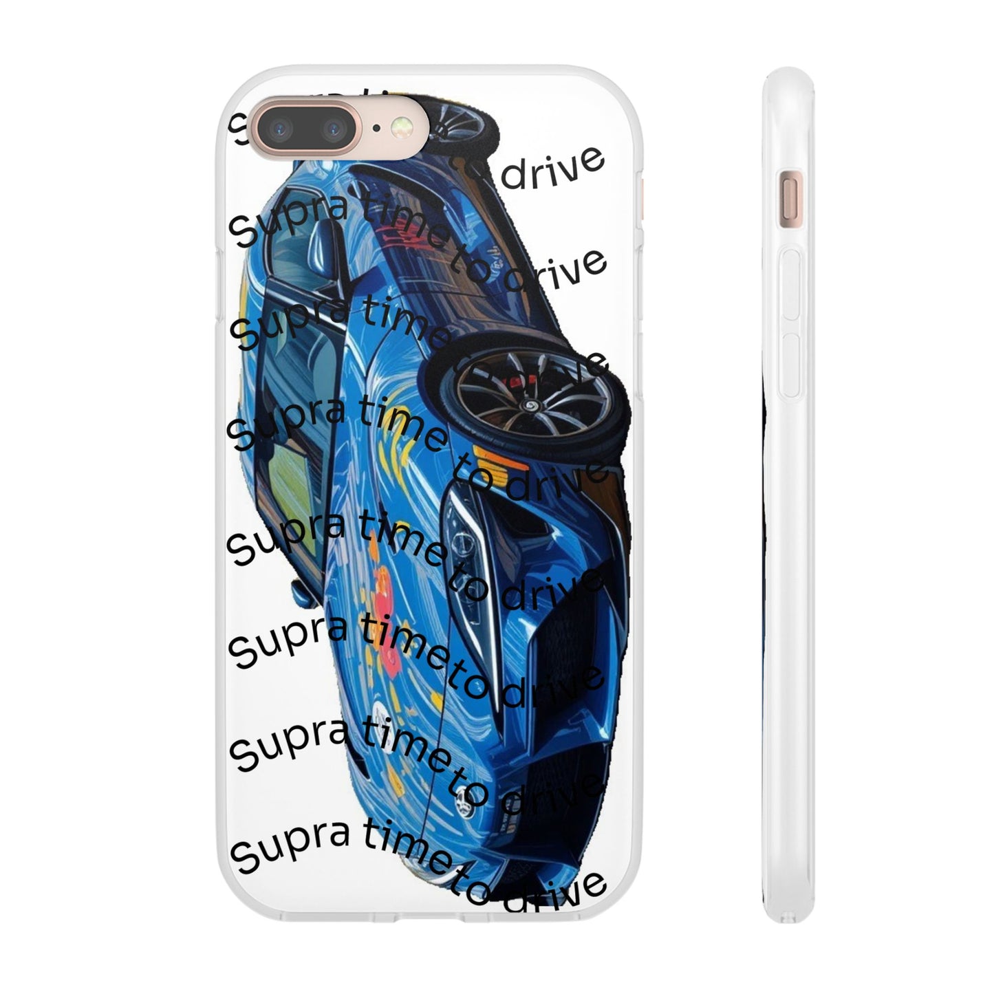 Cool Car Design Flexi Cases - Supra Time to Drive, Phone Cover, Automotive Gift, Trendy Accessory, Car Lover Merchandise