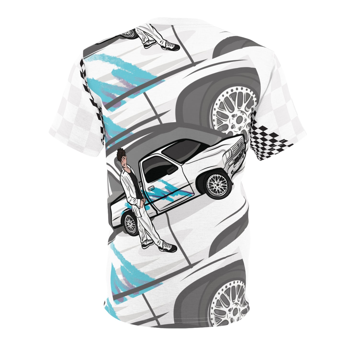 Stylish Racer Graphic Tee | AOP Unisex Cut & Sew T-shirt for Car Lovers, Gifts for Men, Streetwear, Automotive Design