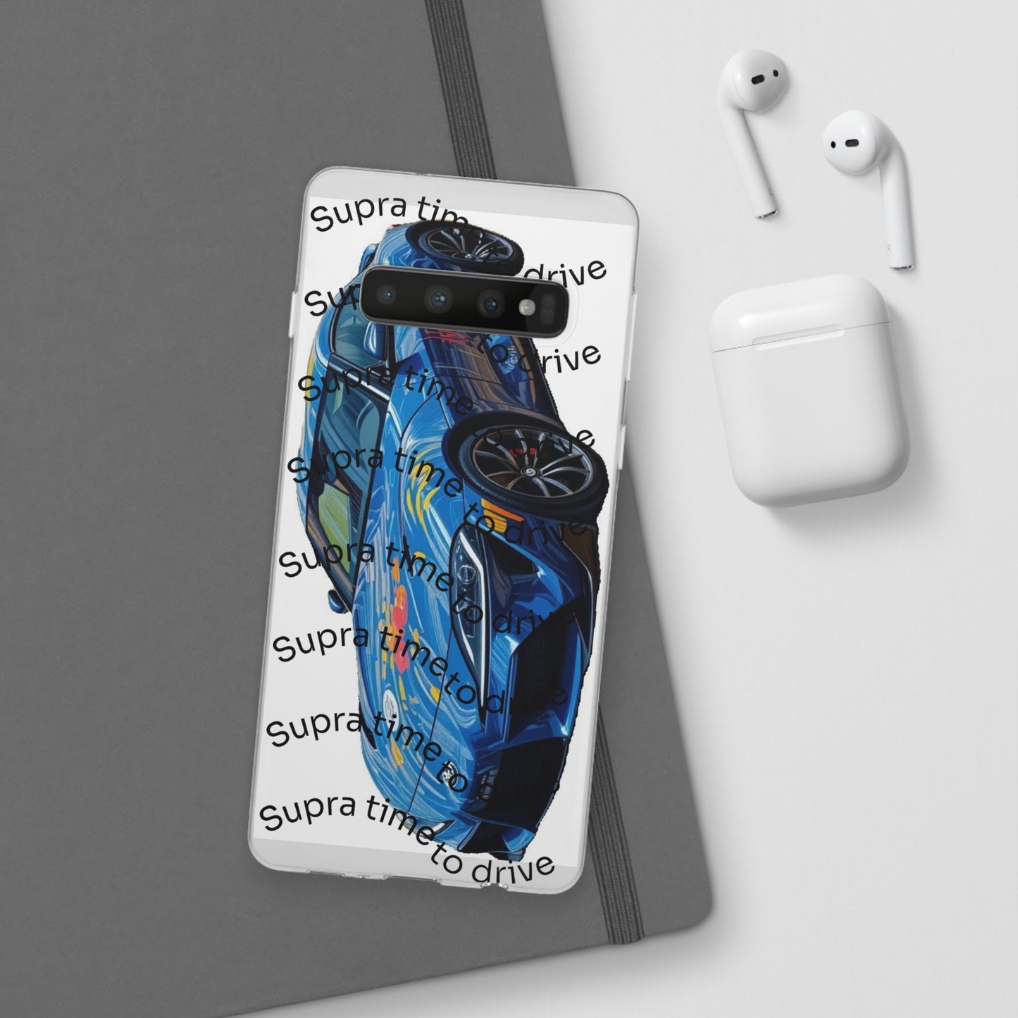 Cool Car Design Flexi Cases - Supra Time to Drive, Phone Cover, Automotive Gift, Trendy Accessory, Car Lover Merchandise