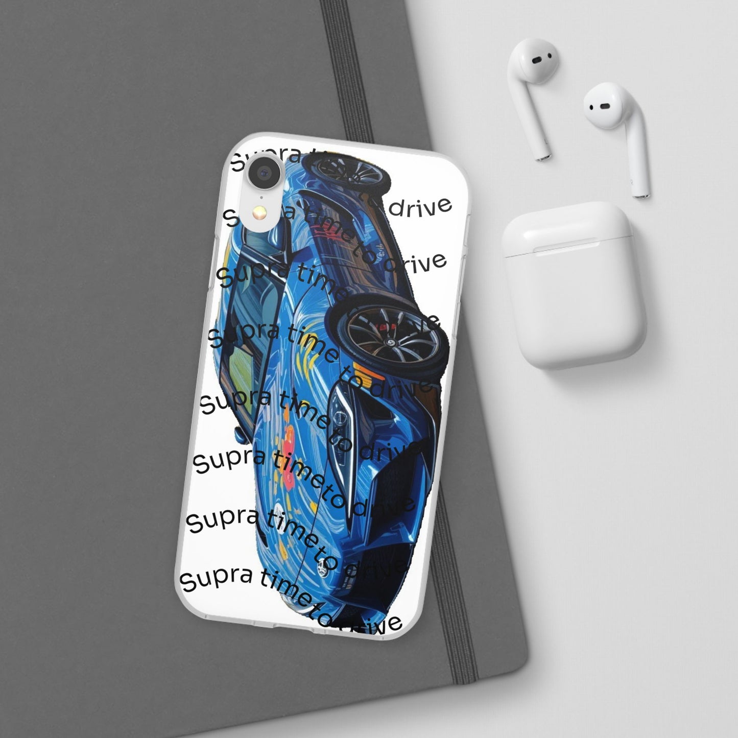 Cool Car Design Flexi Cases - Supra Time to Drive, Phone Cover, Automotive Gift, Trendy Accessory, Car Lover Merchandise