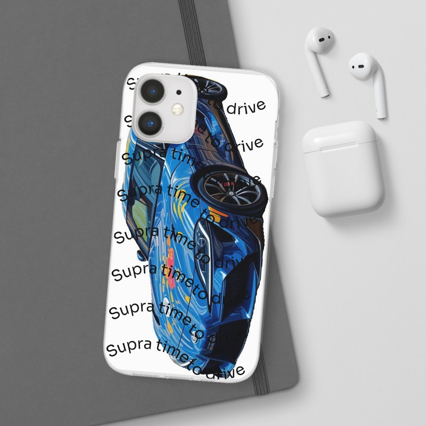 Cool Car Design Flexi Cases - Supra Time to Drive, Phone Cover, Automotive Gift, Trendy Accessory, Car Lover Merchandise