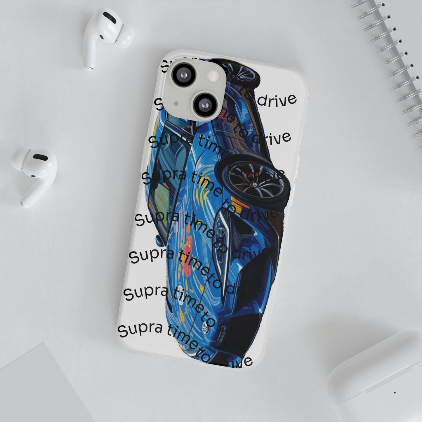 Cool Car Design Flexi Cases - Supra Time to Drive, Phone Cover, Automotive Gift, Trendy Accessory, Car Lover Merchandise