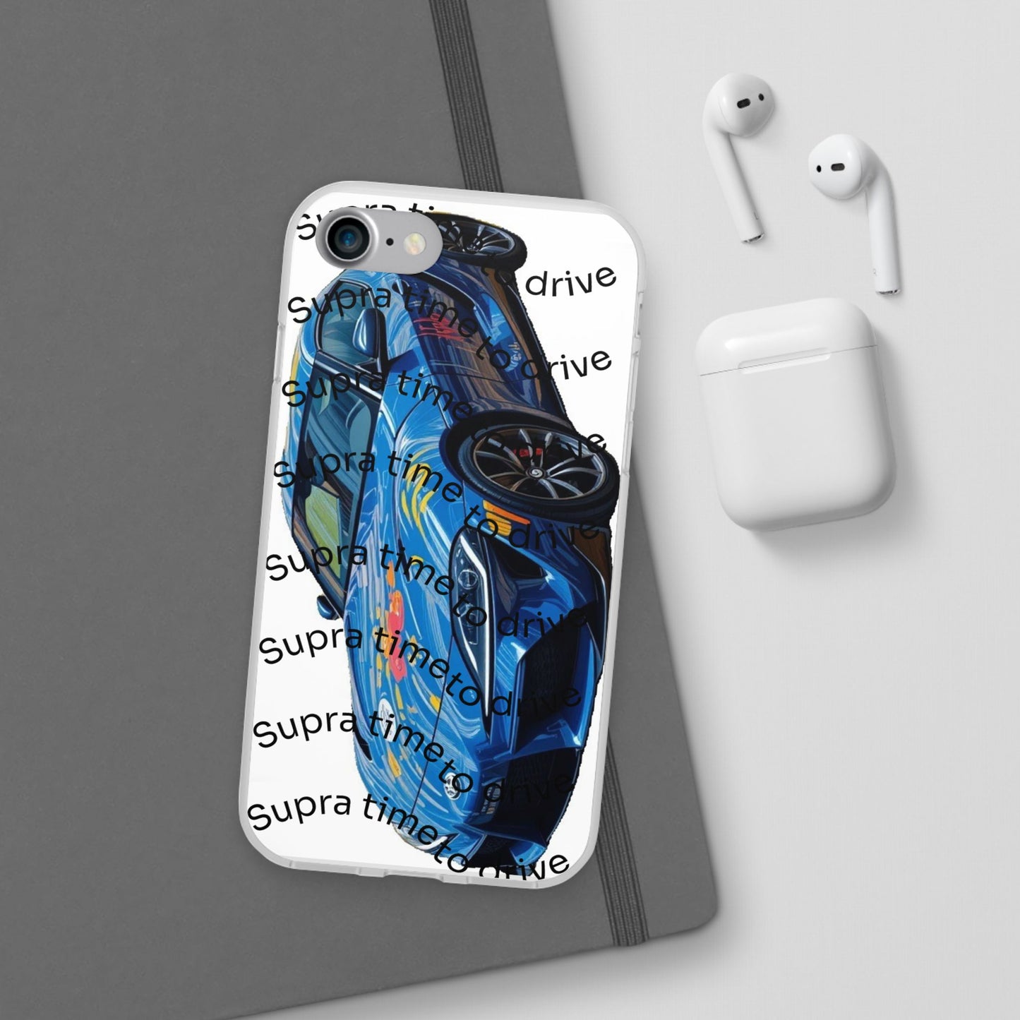 Cool Car Design Flexi Cases - Supra Time to Drive, Phone Cover, Automotive Gift, Trendy Accessory, Car Lover Merchandise
