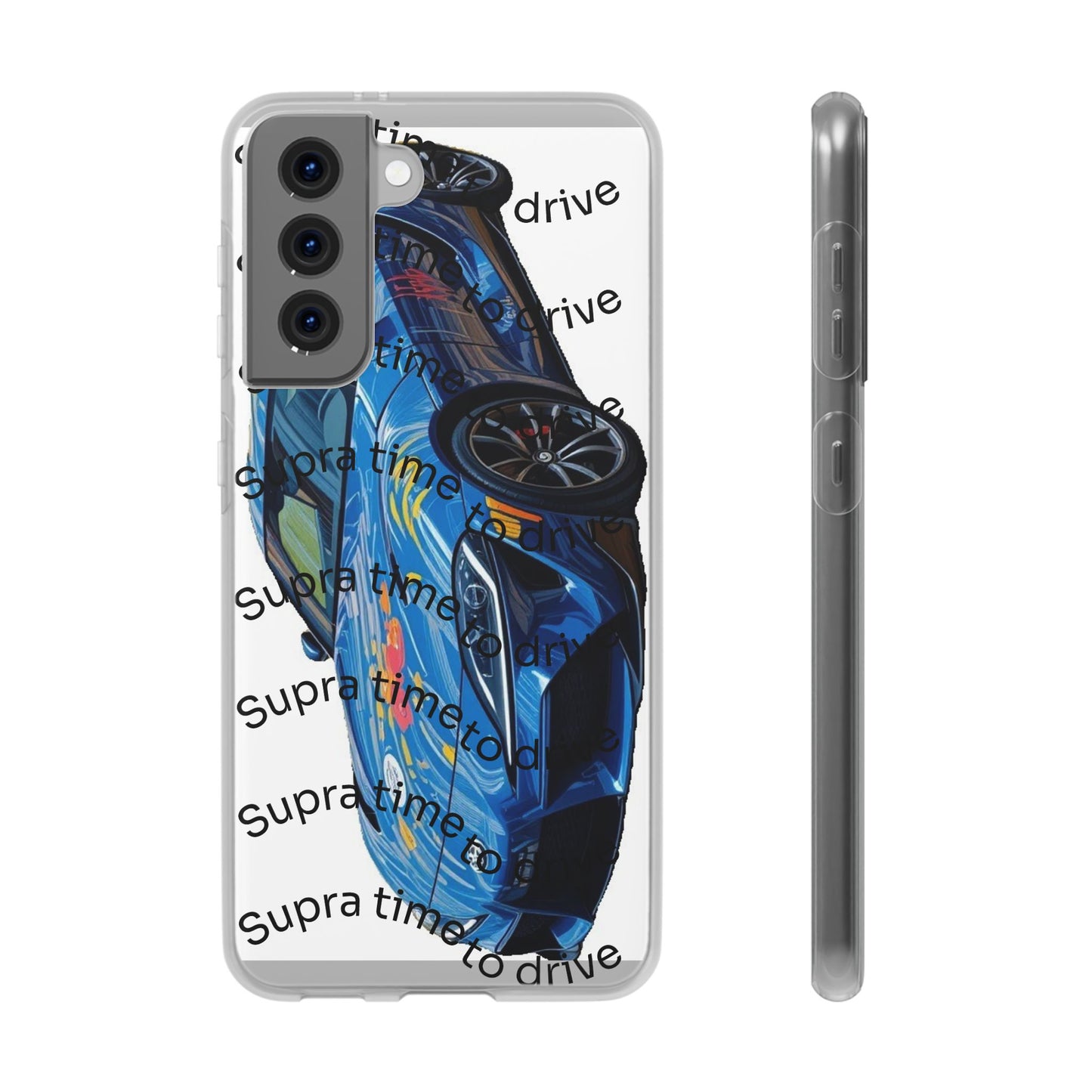Cool Car Design Flexi Cases - Supra Time to Drive, Phone Cover, Automotive Gift, Trendy Accessory, Car Lover Merchandise