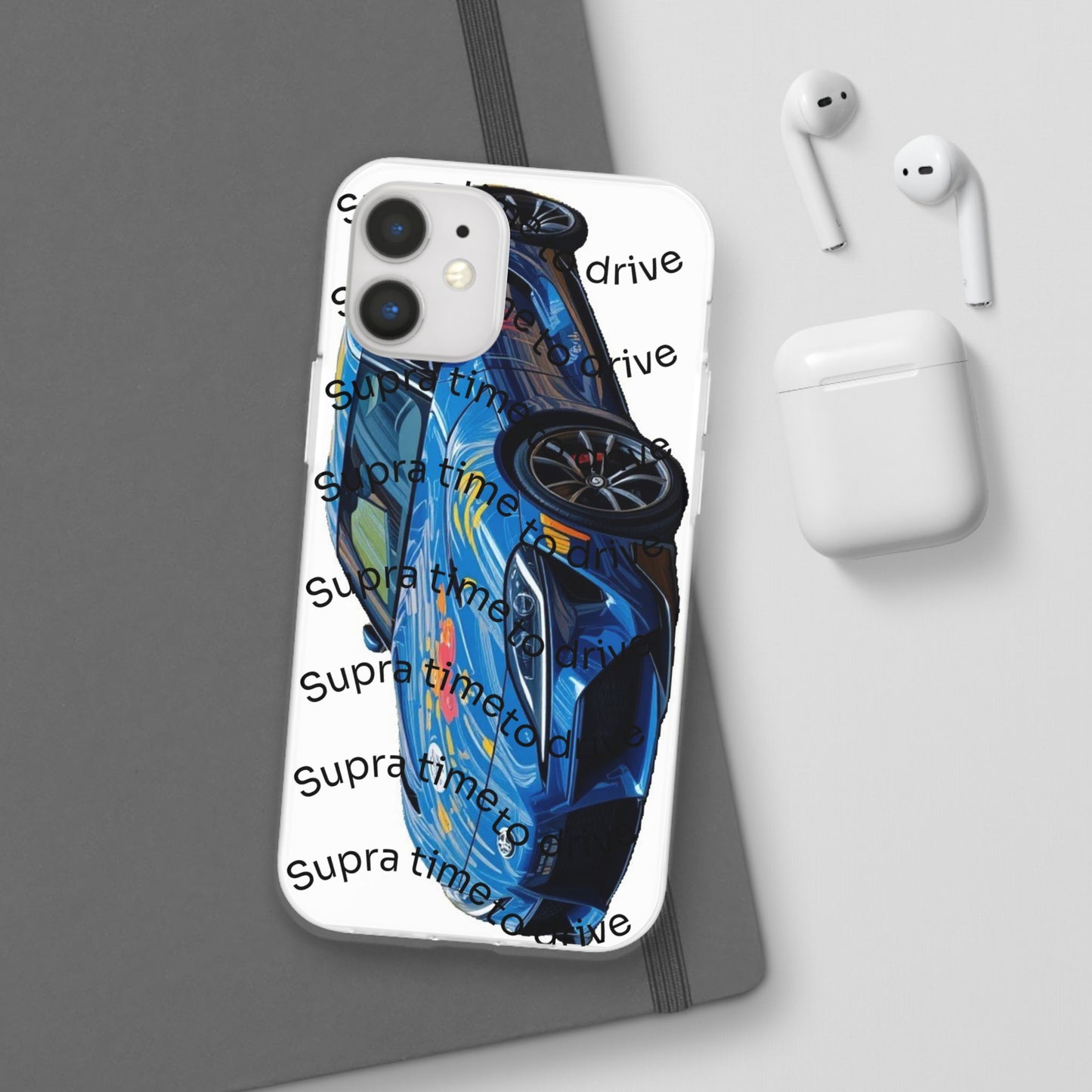Cool Car Design Flexi Cases - Supra Time to Drive, Phone Cover, Automotive Gift, Trendy Accessory, Car Lover Merchandise