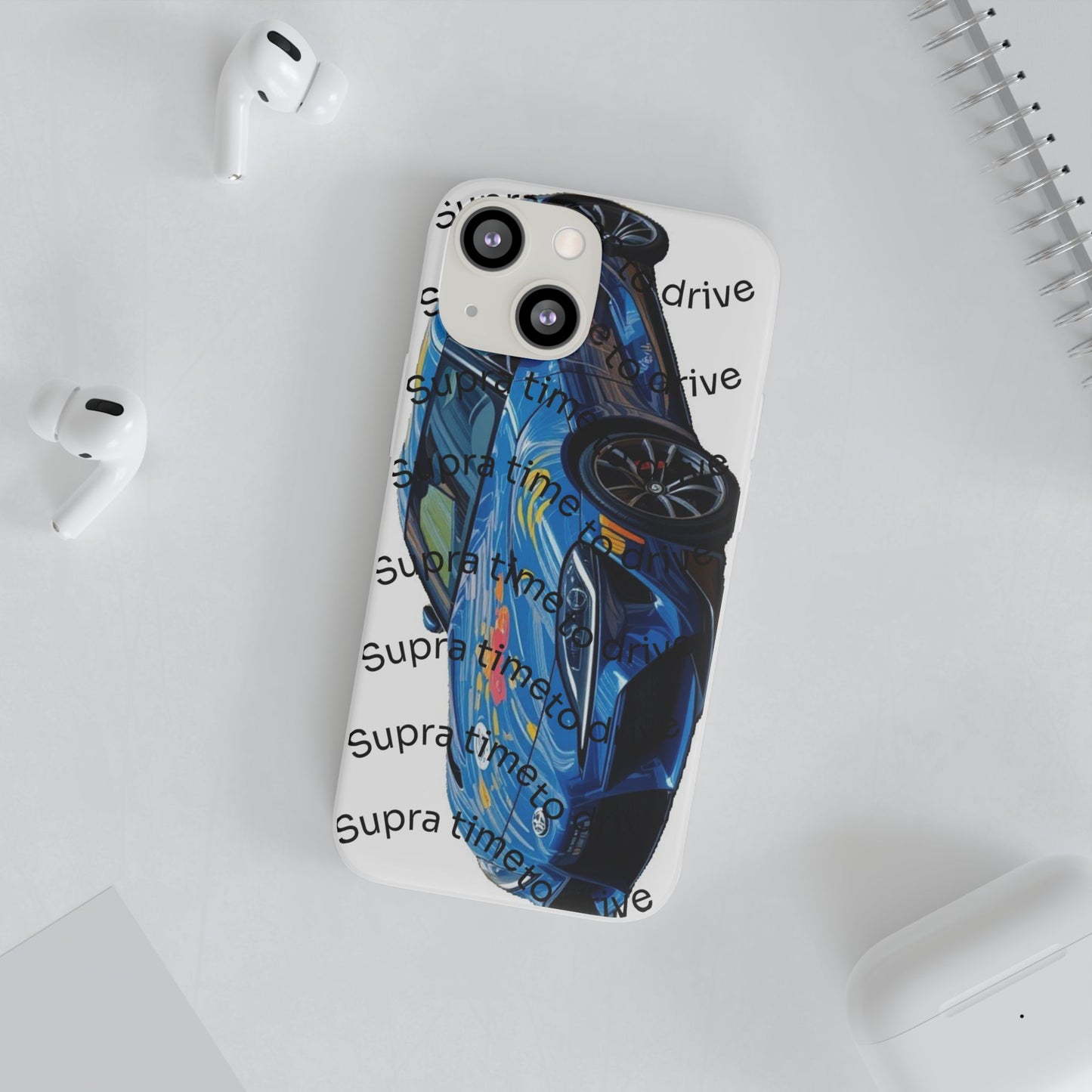 Cool Car Design Flexi Cases - Supra Time to Drive, Phone Cover, Automotive Gift, Trendy Accessory, Car Lover Merchandise