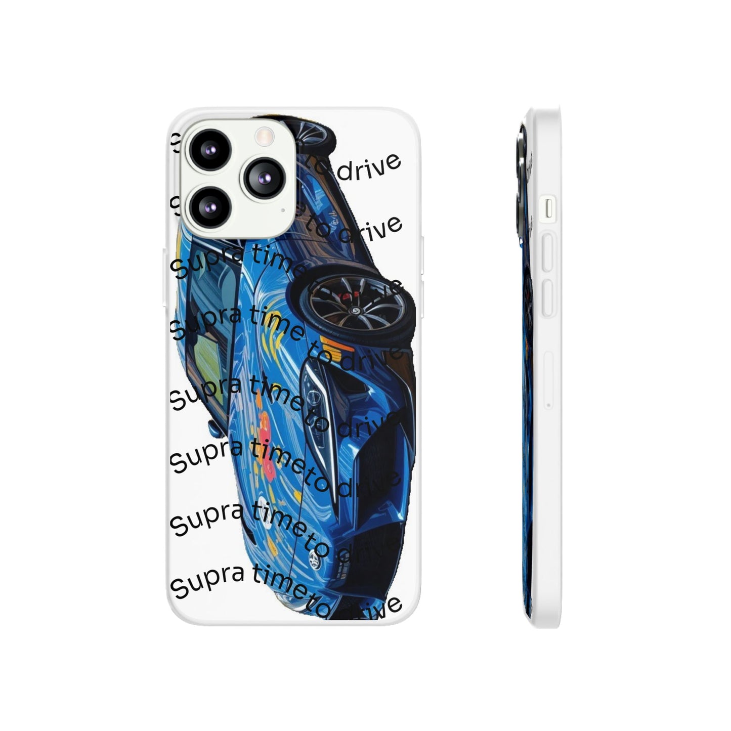 Cool Car Design Flexi Cases - Supra Time to Drive, Phone Cover, Automotive Gift, Trendy Accessory, Car Lover Merchandise