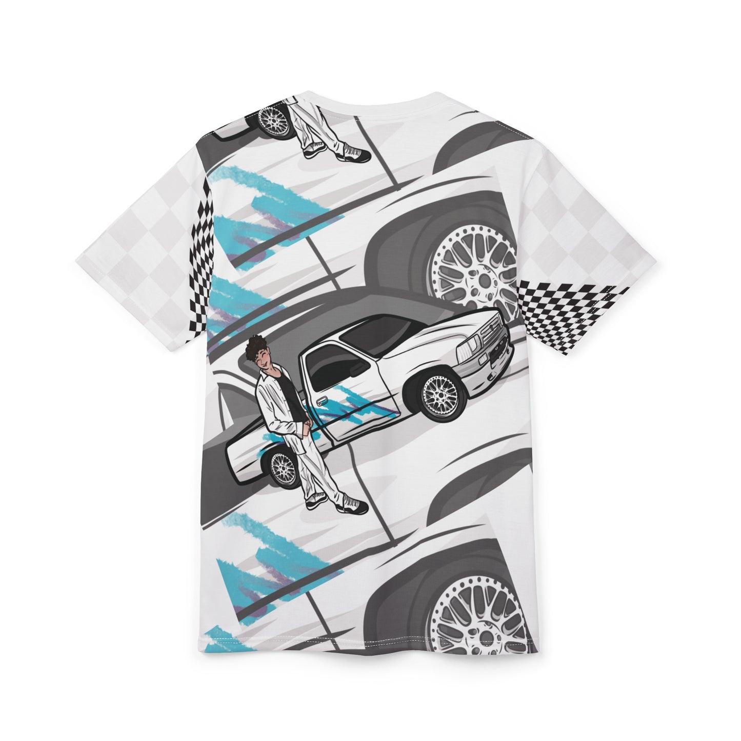 Stylish Racer Graphic Tee | AOP Unisex Cut & Sew T-shirt for Car Lovers, Gifts for Men, Streetwear, Automotive Design