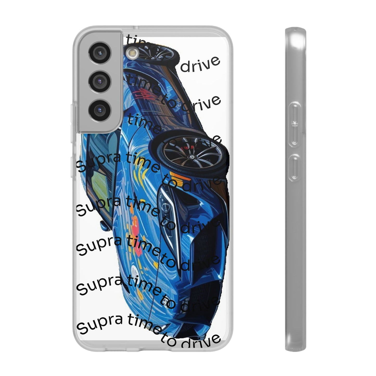 Cool Car Design Flexi Cases - Supra Time to Drive, Phone Cover, Automotive Gift, Trendy Accessory, Car Lover Merchandise