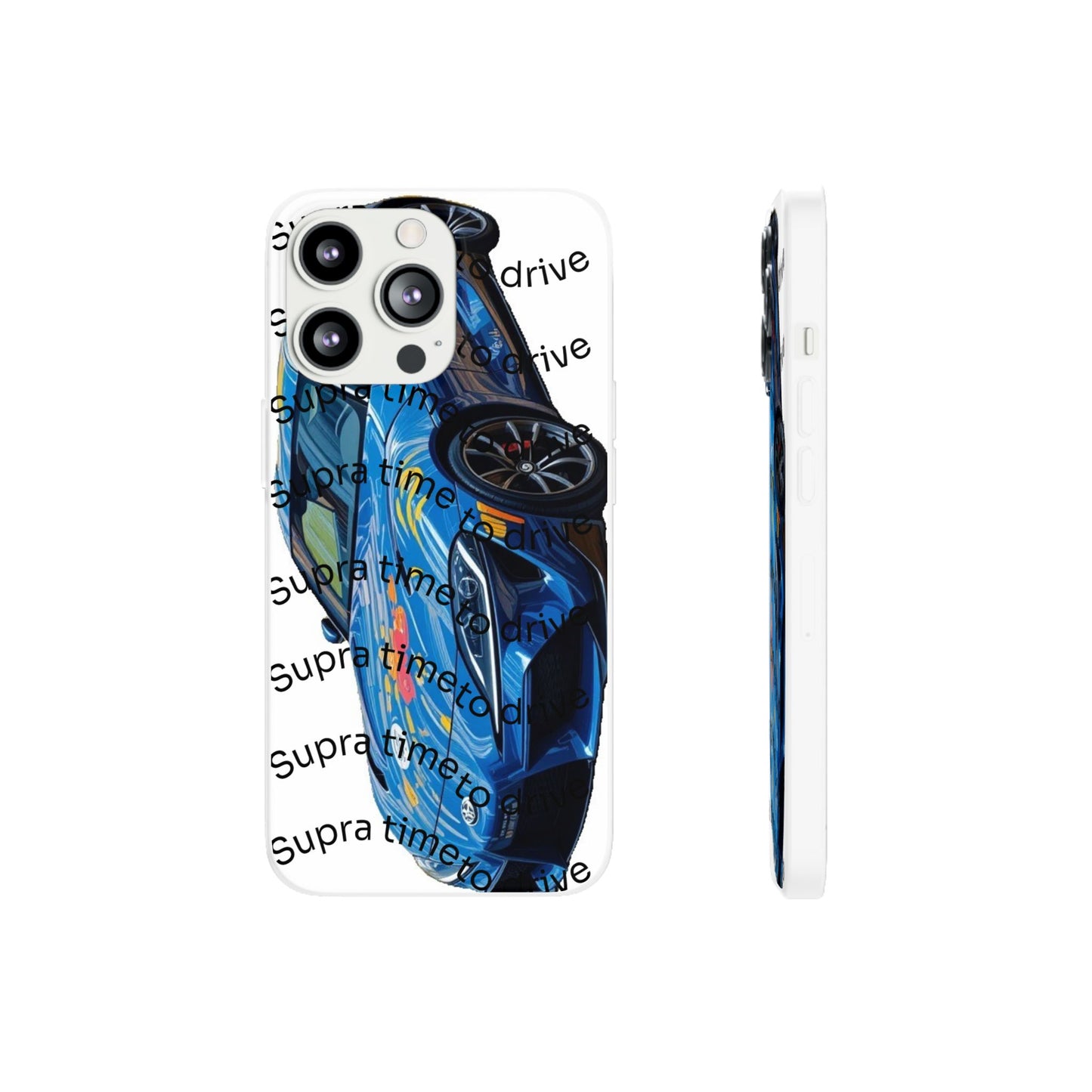 Cool Car Design Flexi Cases - Supra Time to Drive, Phone Cover, Automotive Gift, Trendy Accessory, Car Lover Merchandise