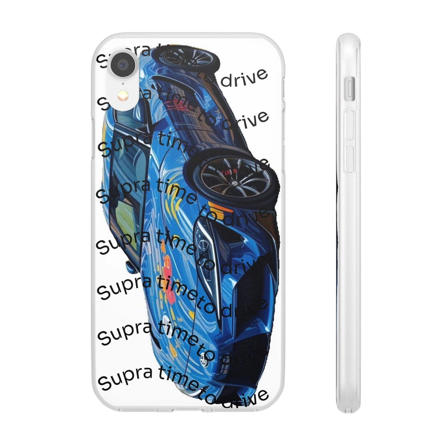 Cool Car Design Flexi Cases - Supra Time to Drive, Phone Cover, Automotive Gift, Trendy Accessory, Car Lover Merchandise