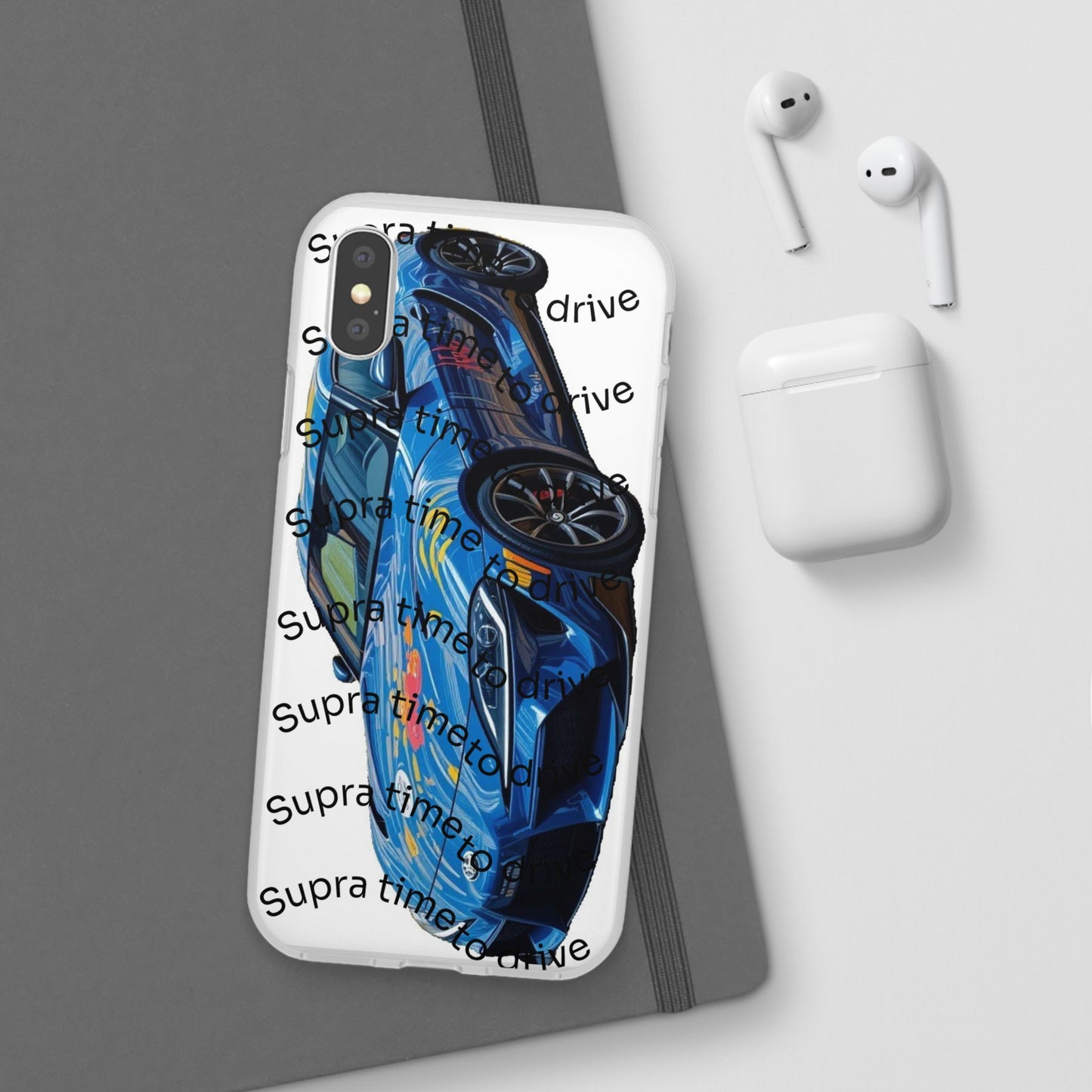 Cool Car Design Flexi Cases - Supra Time to Drive, Phone Cover, Automotive Gift, Trendy Accessory, Car Lover Merchandise