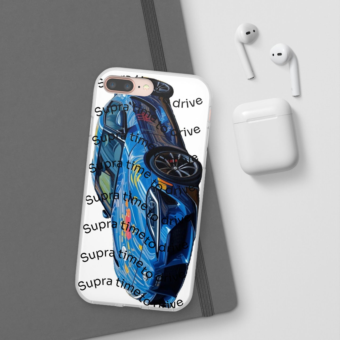 Cool Car Design Flexi Cases - Supra Time to Drive, Phone Cover, Automotive Gift, Trendy Accessory, Car Lover Merchandise