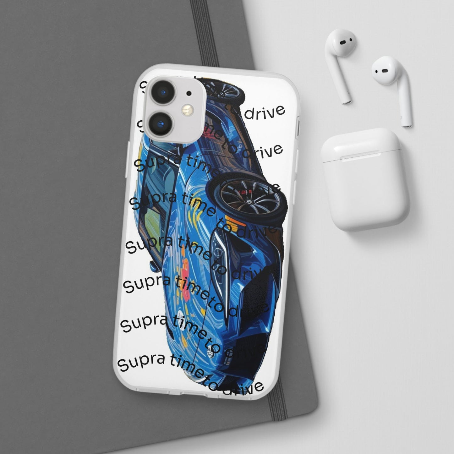 Cool Car Design Flexi Cases - Supra Time to Drive, Phone Cover, Automotive Gift, Trendy Accessory, Car Lover Merchandise
