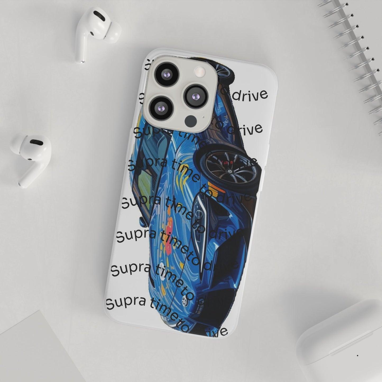 Cool Car Design Flexi Cases - Supra Time to Drive, Phone Cover, Automotive Gift, Trendy Accessory, Car Lover Merchandise