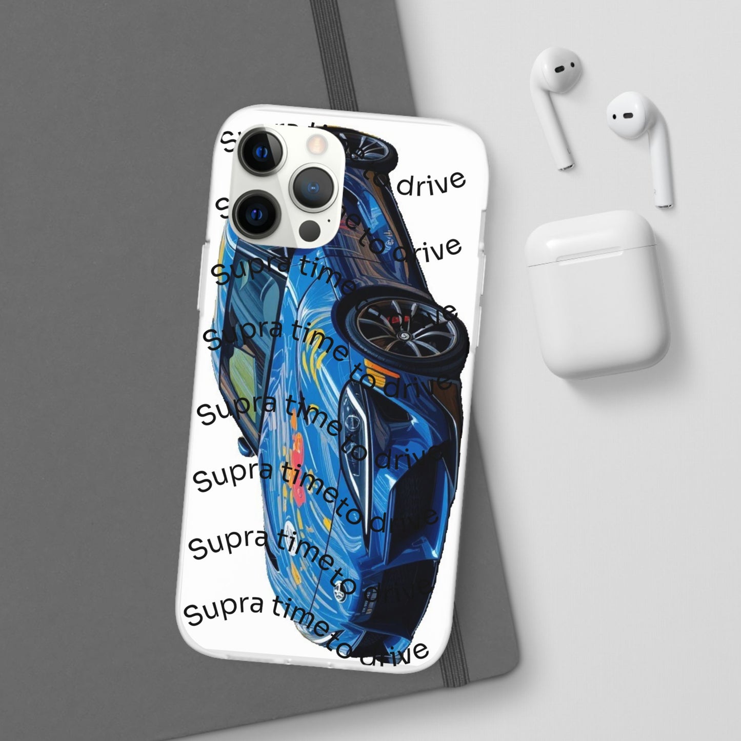 Cool Car Design Flexi Cases - Supra Time to Drive, Phone Cover, Automotive Gift, Trendy Accessory, Car Lover Merchandise