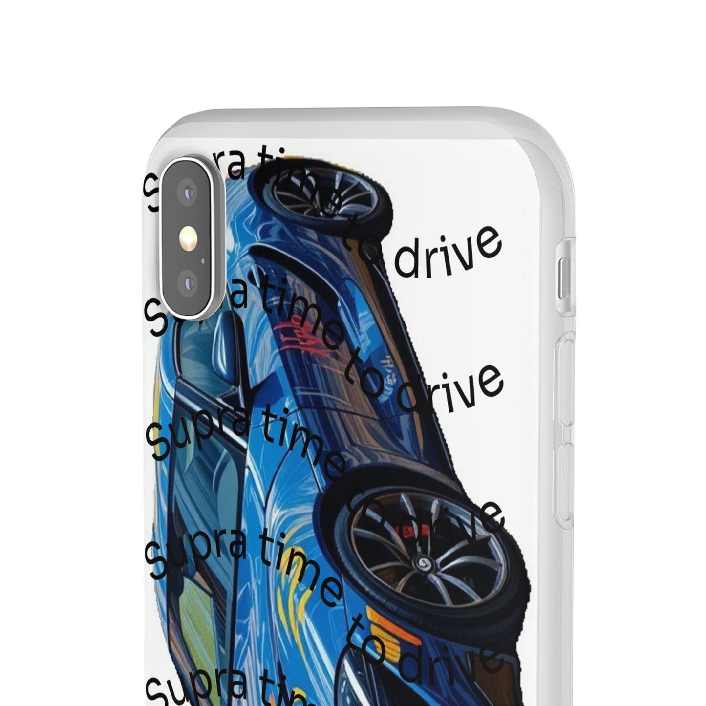 Cool Car Design Flexi Cases - Supra Time to Drive, Phone Cover, Automotive Gift, Trendy Accessory, Car Lover Merchandise