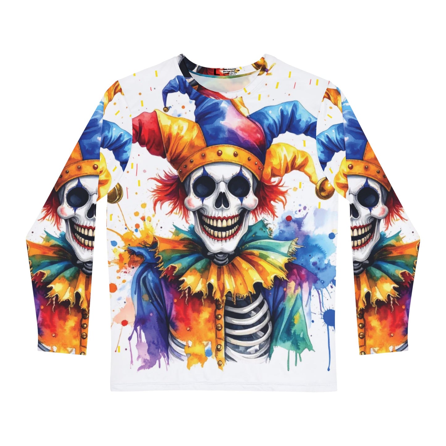 Men's Long Sleeve Shirt - Colorful Skeleton Clown Graphic Tee