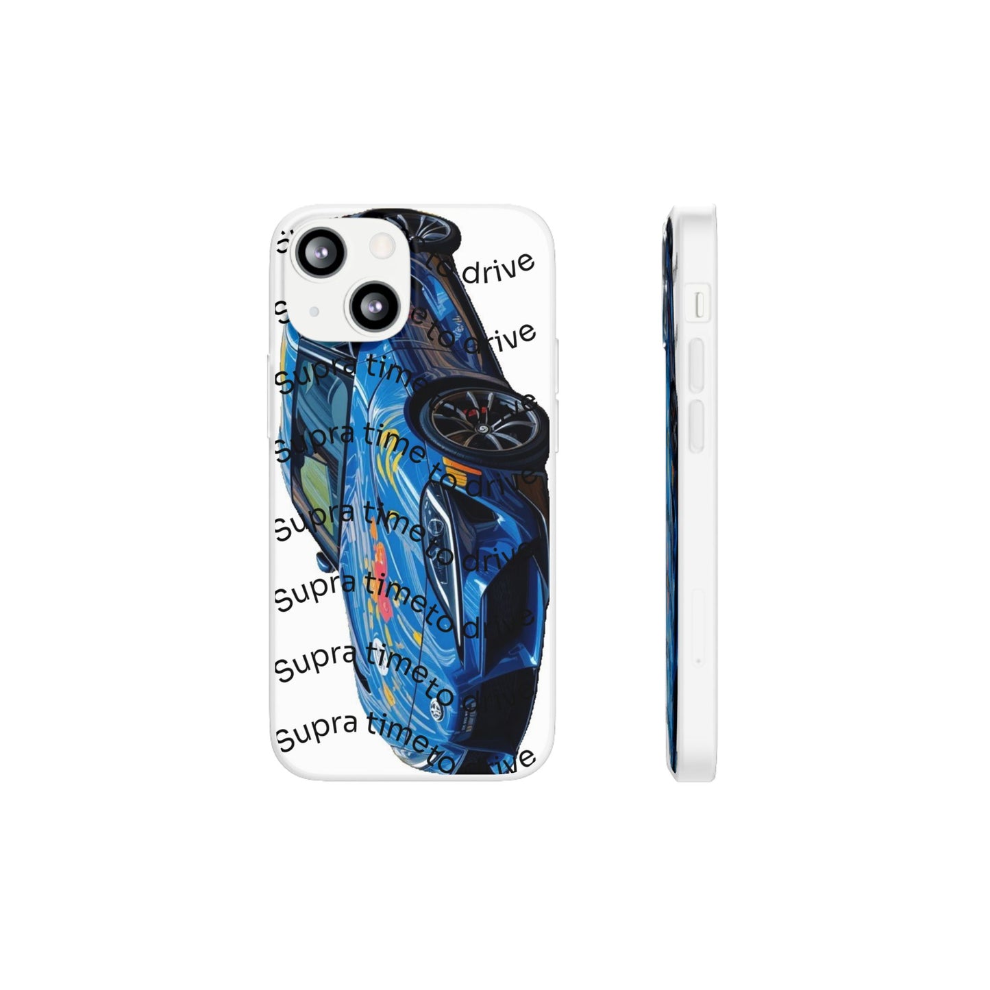 Cool Car Design Flexi Cases - Supra Time to Drive, Phone Cover, Automotive Gift, Trendy Accessory, Car Lover Merchandise