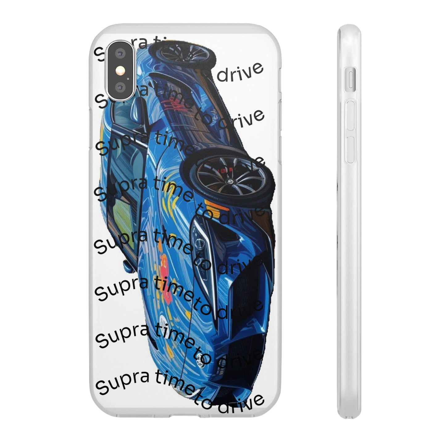 Cool Car Design Flexi Cases - Supra Time to Drive, Phone Cover, Automotive Gift, Trendy Accessory, Car Lover Merchandise