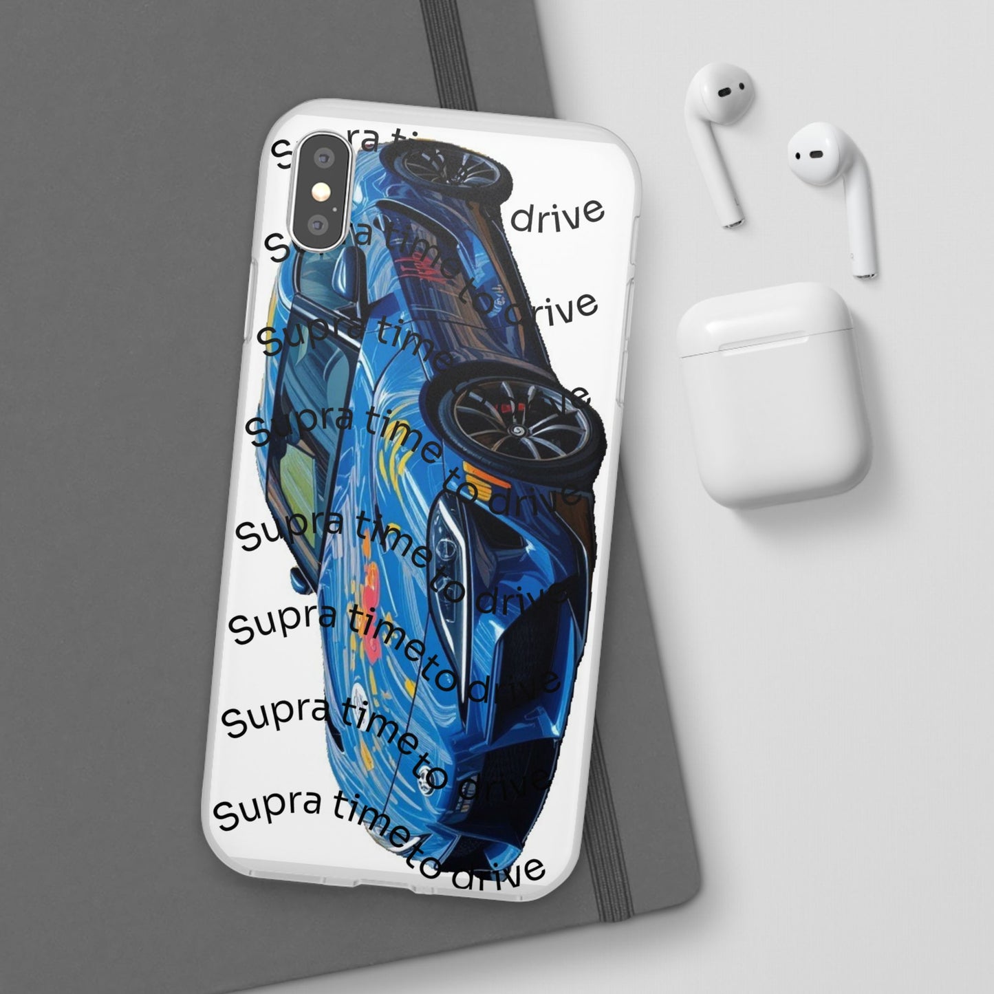 Cool Car Design Flexi Cases - Supra Time to Drive, Phone Cover, Automotive Gift, Trendy Accessory, Car Lover Merchandise
