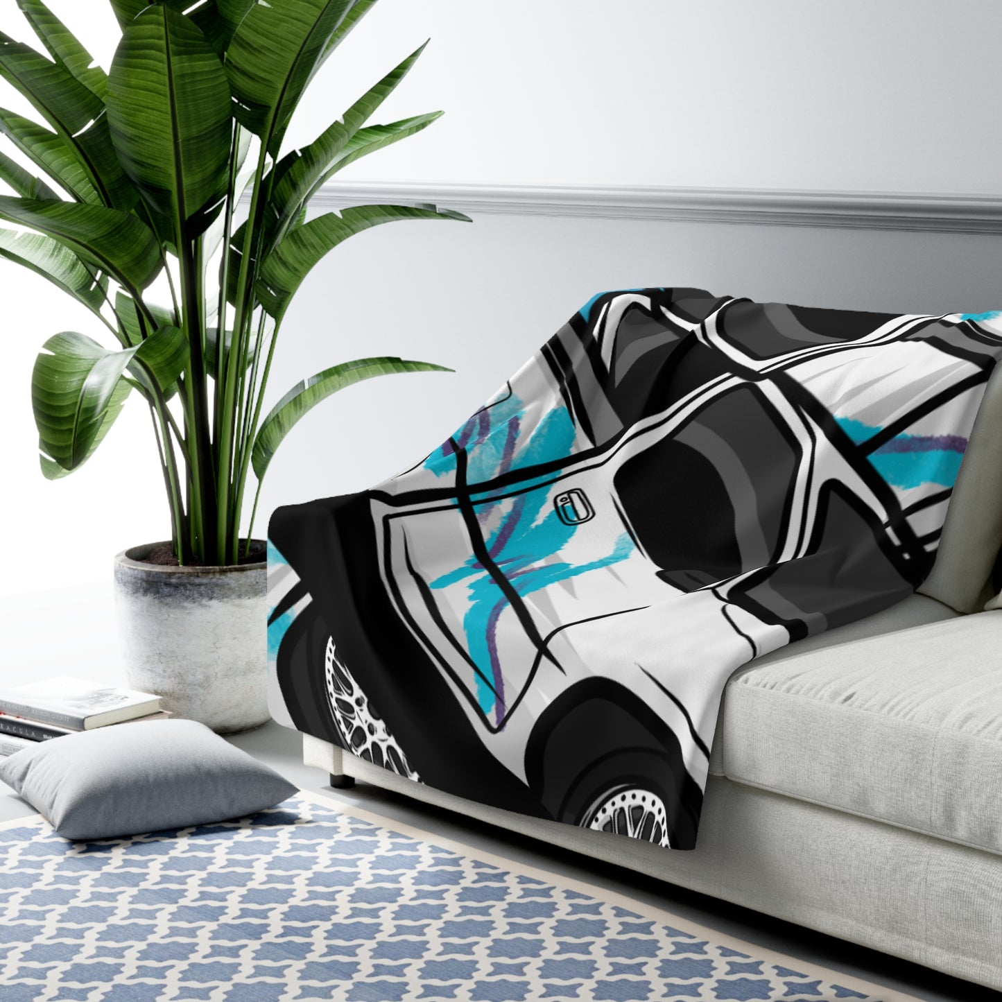 Cozy Automotive Sherpa Fleece Blanket for Car Lovers, Perfect for Home Decor, Gifts, Road Trips, and Car Enthusiasts