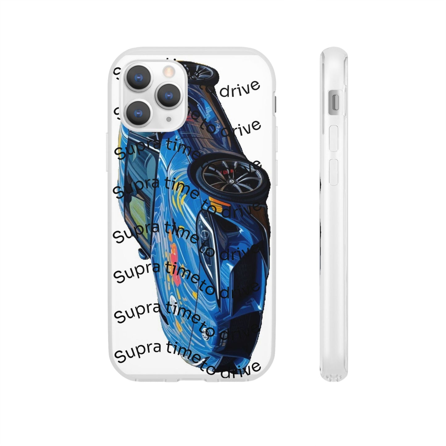 Cool Car Design Flexi Cases - Supra Time to Drive, Phone Cover, Automotive Gift, Trendy Accessory, Car Lover Merchandise