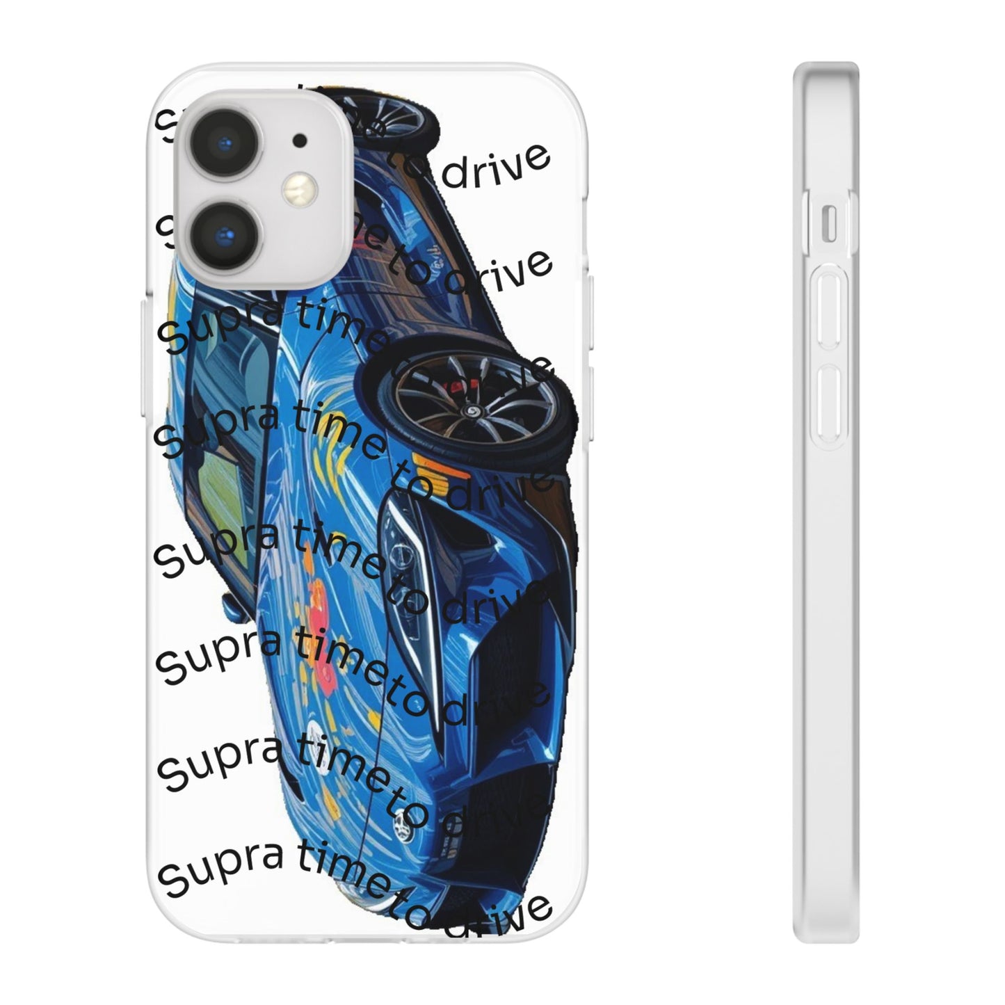 Cool Car Design Flexi Cases - Supra Time to Drive, Phone Cover, Automotive Gift, Trendy Accessory, Car Lover Merchandise