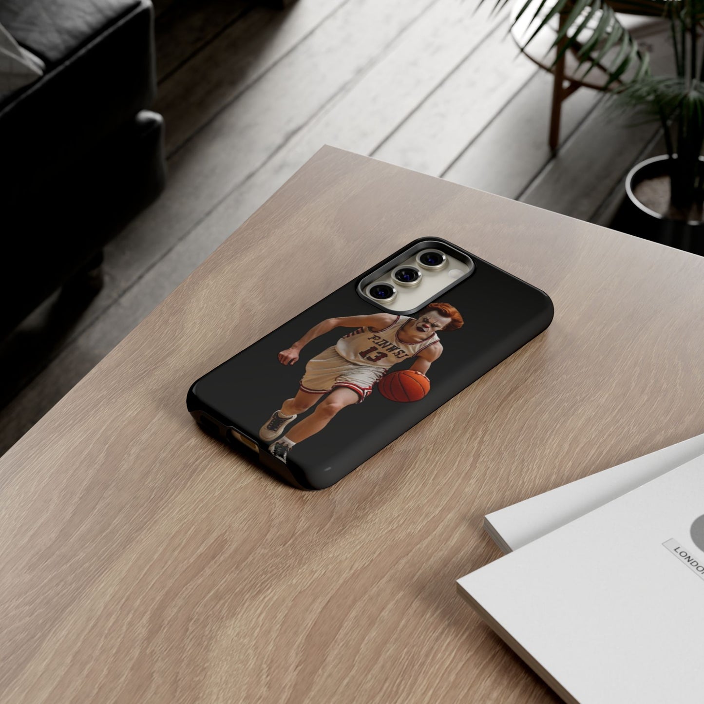 Basketball Clown Samsung and IPhone Phone Case, Tough Cases for Sports Lovers, Unique Gift for Athletes, Fun Phone Accessory, Quirky Sports Merchandise