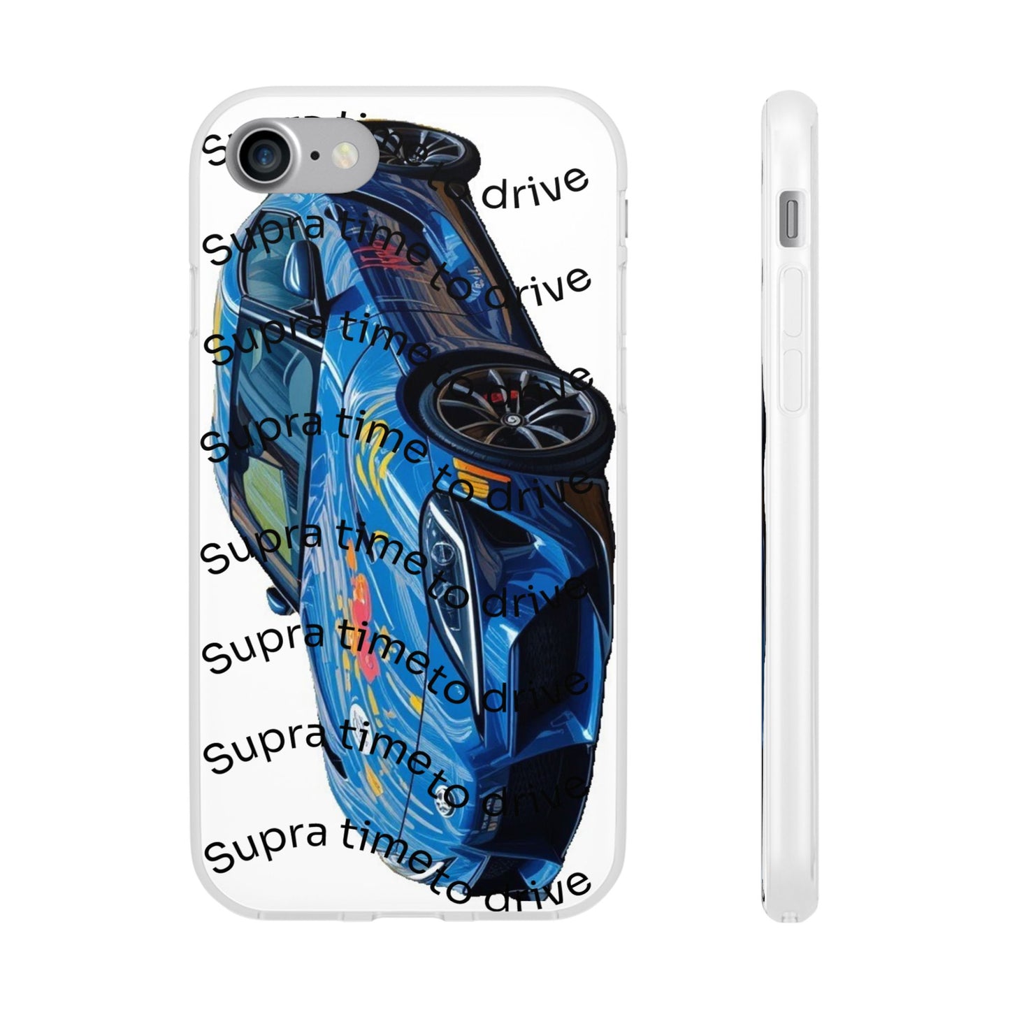 Cool Car Design Flexi Cases - Supra Time to Drive, Phone Cover, Automotive Gift, Trendy Accessory, Car Lover Merchandise