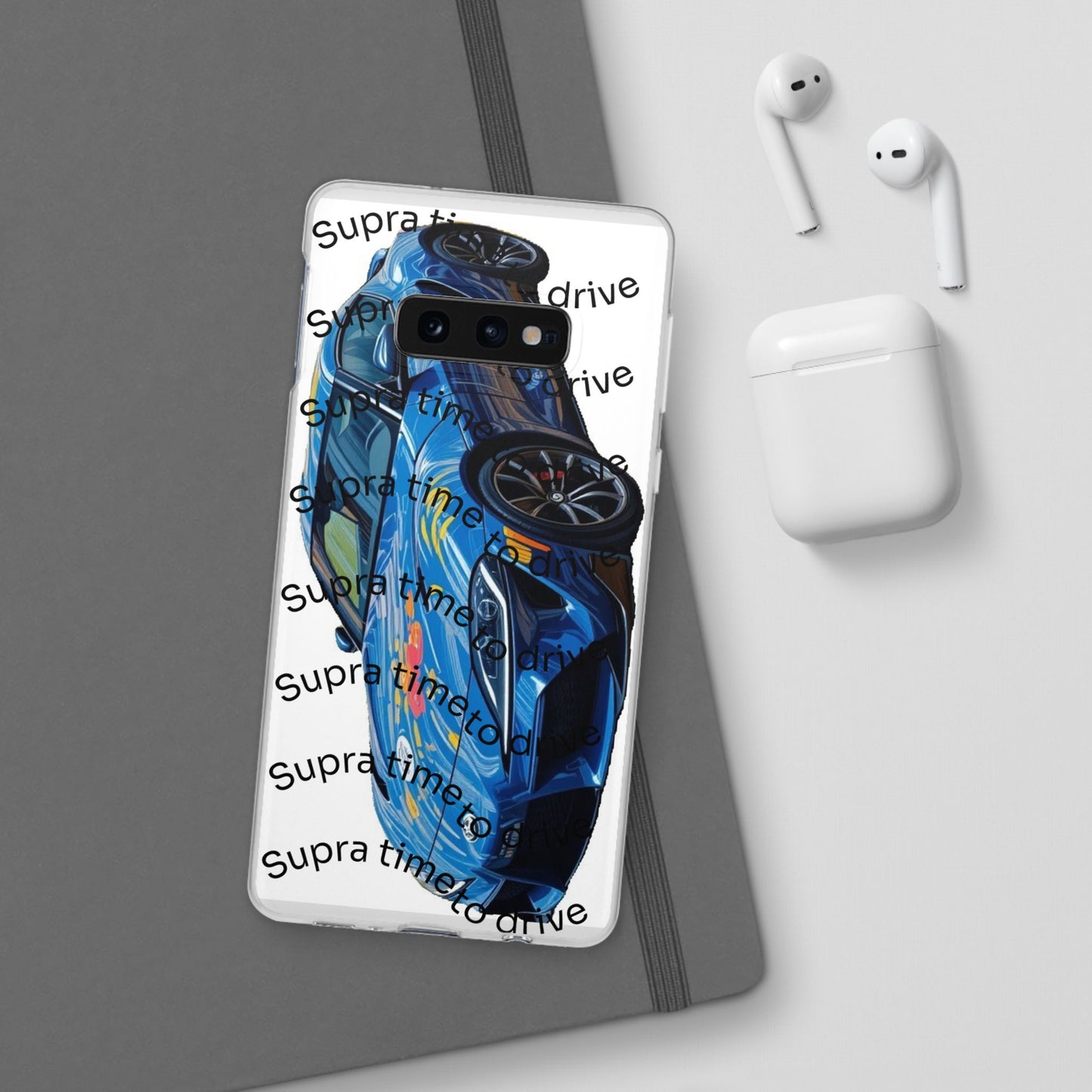 Cool Car Design Flexi Cases - Supra Time to Drive, Phone Cover, Automotive Gift, Trendy Accessory, Car Lover Merchandise