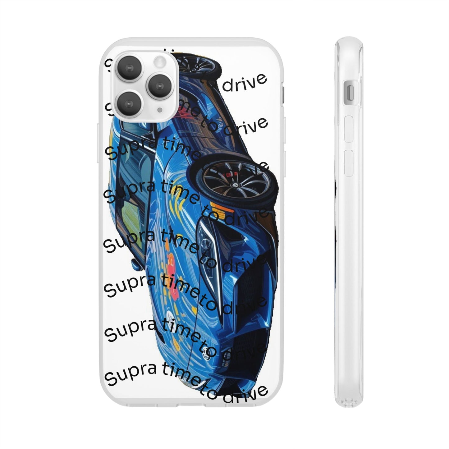 Cool Car Design Flexi Cases - Supra Time to Drive, Phone Cover, Automotive Gift, Trendy Accessory, Car Lover Merchandise