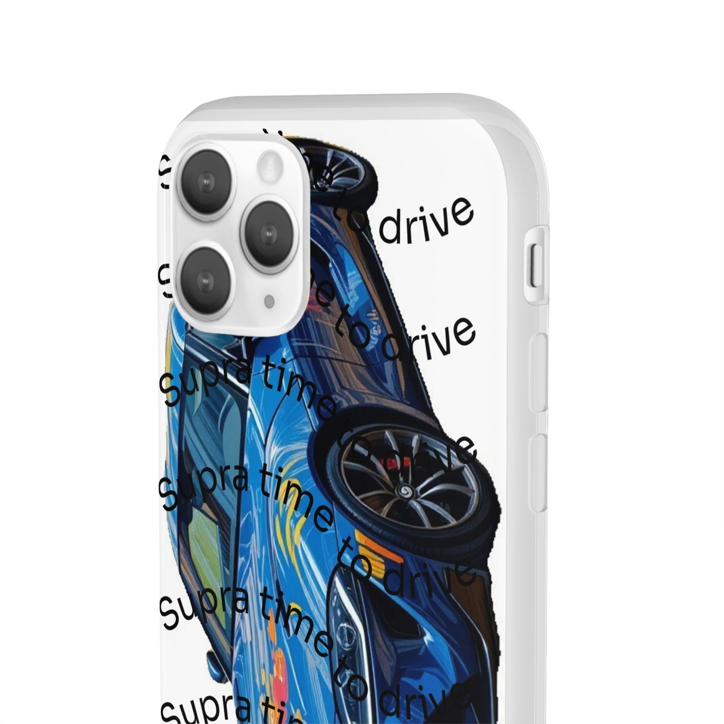 Cool Car Design Flexi Cases - Supra Time to Drive, Phone Cover, Automotive Gift, Trendy Accessory, Car Lover Merchandise