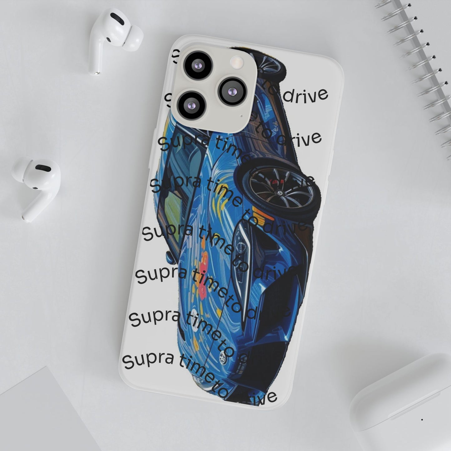 Cool Car Design Flexi Cases - Supra Time to Drive, Phone Cover, Automotive Gift, Trendy Accessory, Car Lover Merchandise