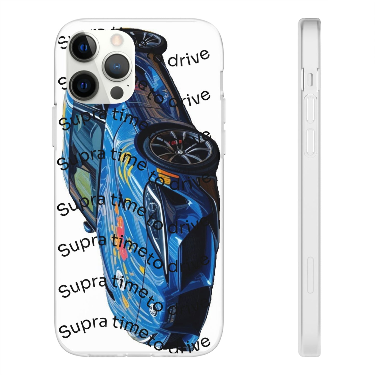 Cool Car Design Flexi Cases - Supra Time to Drive, Phone Cover, Automotive Gift, Trendy Accessory, Car Lover Merchandise