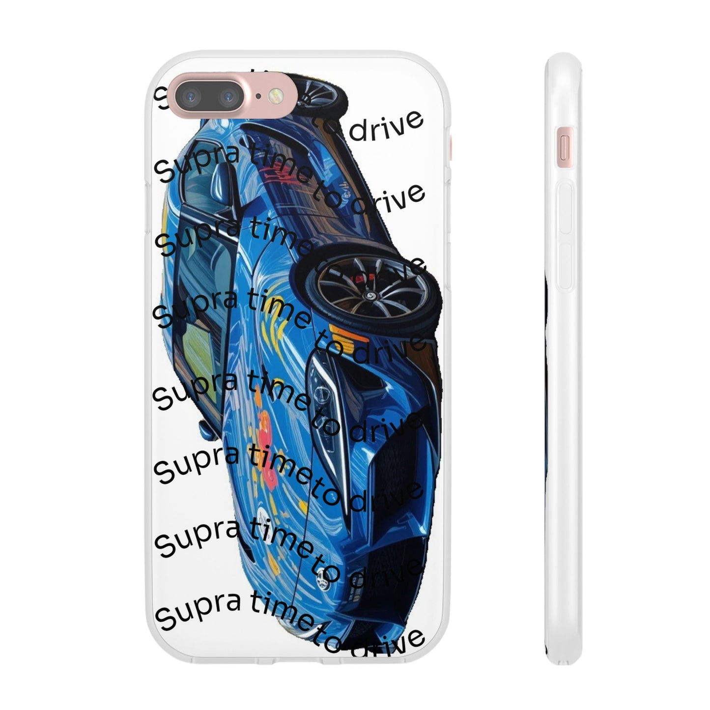 Cool Car Design Flexi Cases - Supra Time to Drive, Phone Cover, Automotive Gift, Trendy Accessory, Car Lover Merchandise